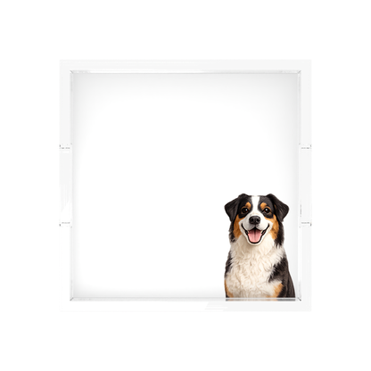 Australian Shepherd Dog Acrylic Decorative Tray, overhead, by Nicolette Mayer