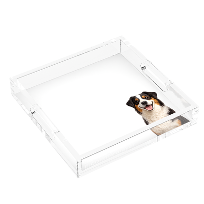Australian Shepherd Dog Acrylic Decorative Tray, left three-quarter, by Nicolette Mayer