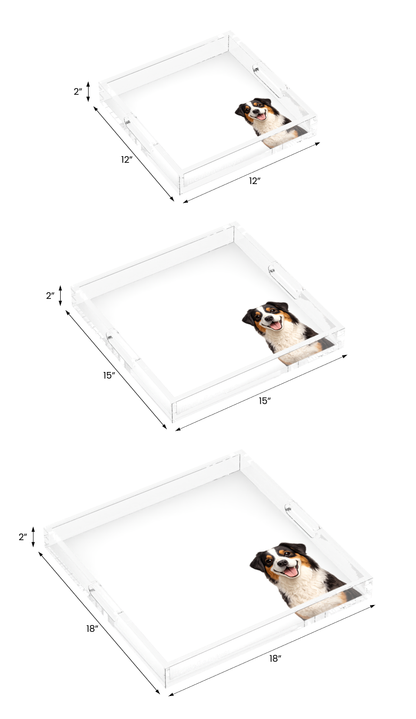 Australian Shepherd Dog Acrylic Decorative Tray, all three sizes, by Nicolette Mayer