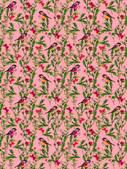 Aviary Pop Dusty Pink Wallpaper, Per Yard - nicolettemayer.com
