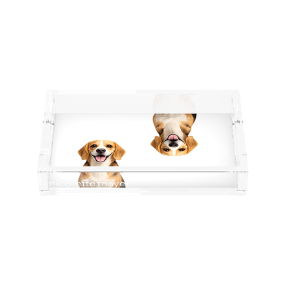 Beagle Dog Acrylic Rectangle Tray, front, by Nicolette Mayer