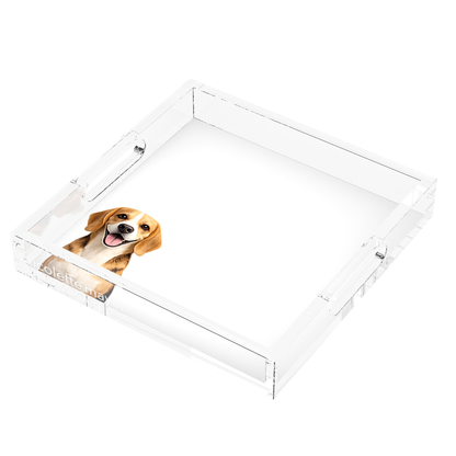 Beagle Dog Acrylic Decorative Tray, right three-quarter, by Nicolette Mayer