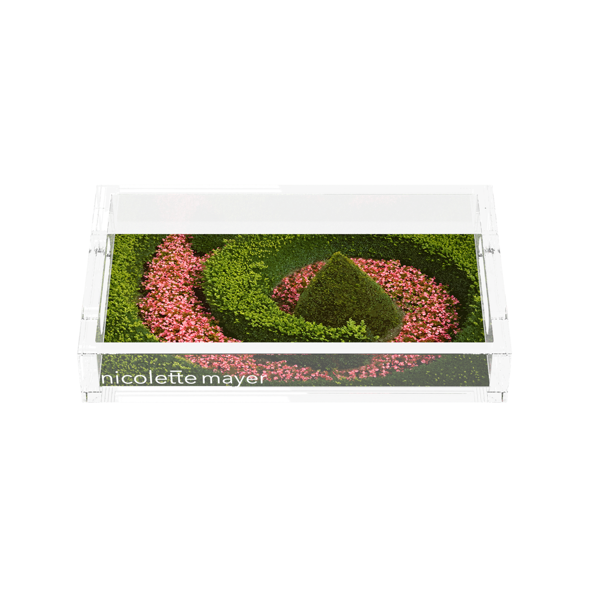 Begonia Swirl Acrylic Rectangle Tray, front, by Nicolette Mayer