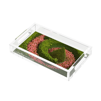 Begonia Swirl Acrylic Rectangle Tray, right three-quarter, by Nicolette Mayer