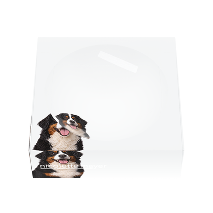 Bernese Mountain Dog Acrylic Candy Catchall Dish, front, by Nicolette Mayer