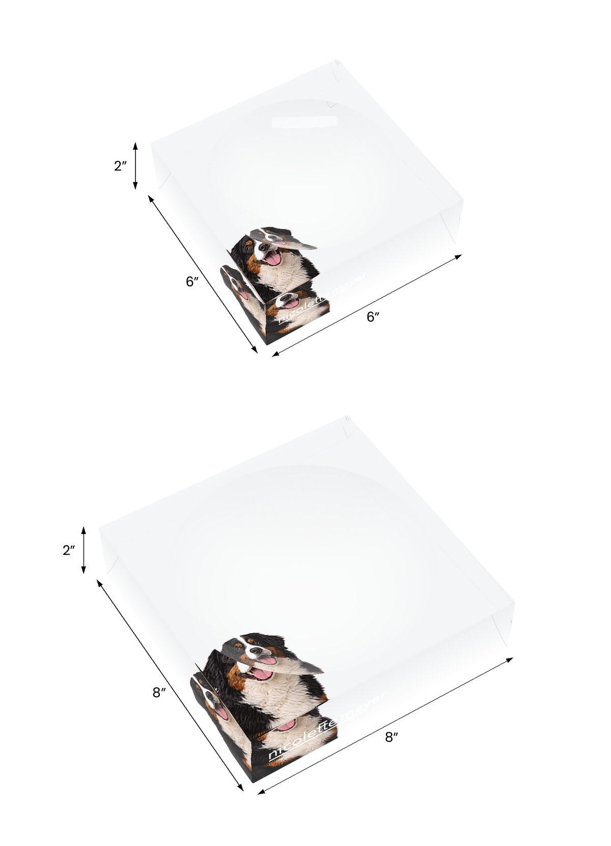 Bernese Mountain Dog Acrylic Candy Catchall Dish, both sizes, by Nicolette Mayer