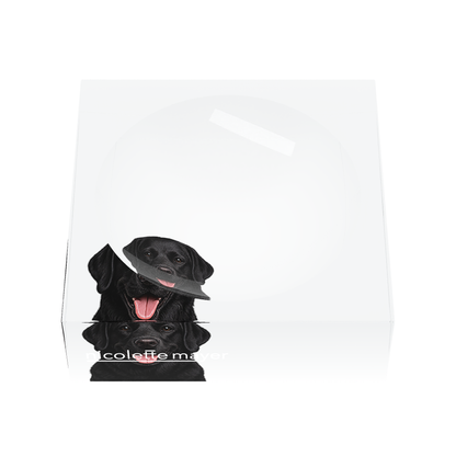Black Lab Dog Acrylic Candy Catchall Dish, front, by Nicolette Mayer