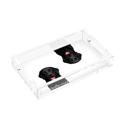 Black Lab Dog Acrylic Rectangle Tray, left three-quarter, by Nicolette Mayer