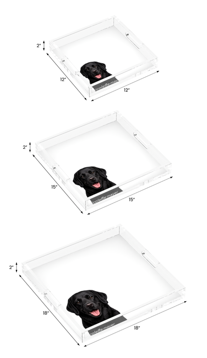 Black Lab Dog Acrylic Decorative Tray, all three sizes, by Nicolette Mayer