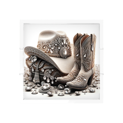 Bling Cowgirl Acrylic Decorative Tray, overhead, by Nicolette Mayer