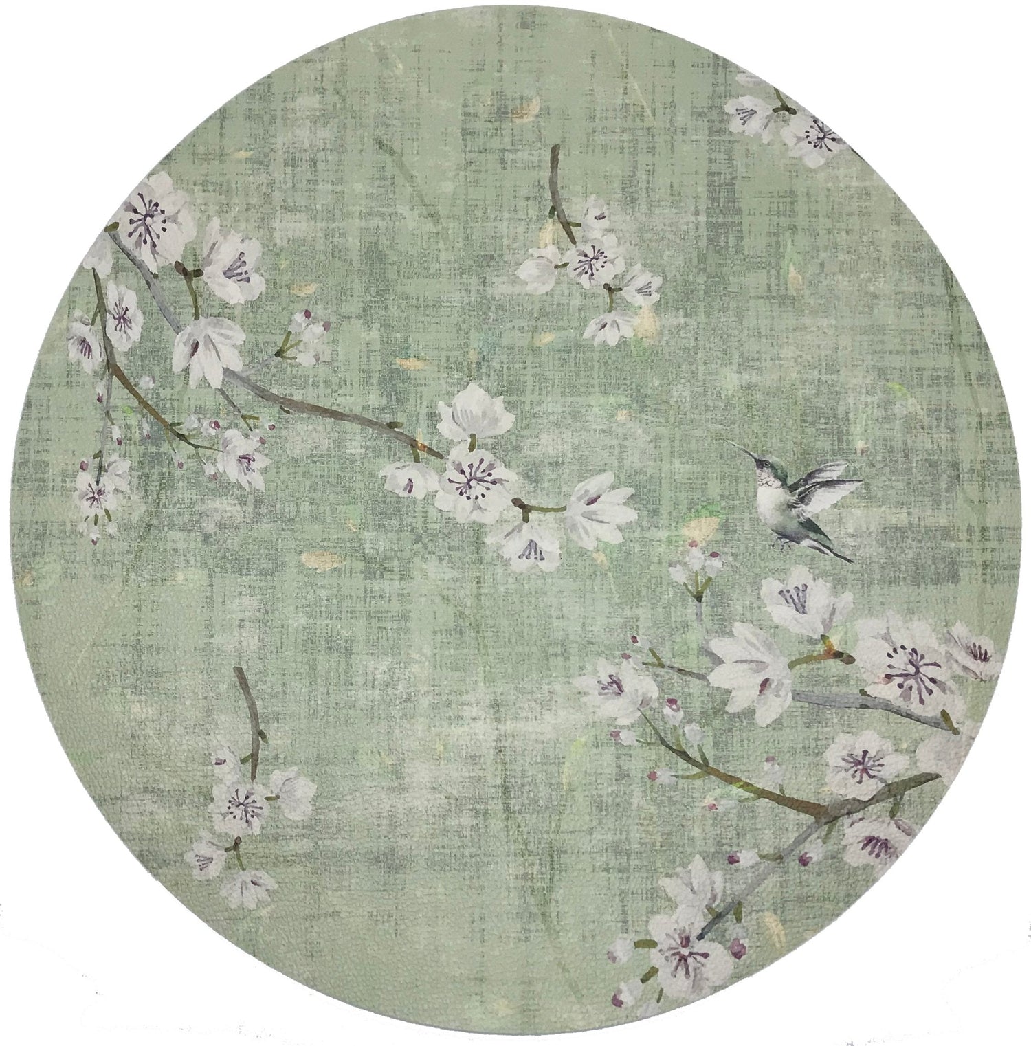 Blossom Fantasia Celadon 16 Round Pebble Placemats, Set Of 4 - nicolettemayer.com