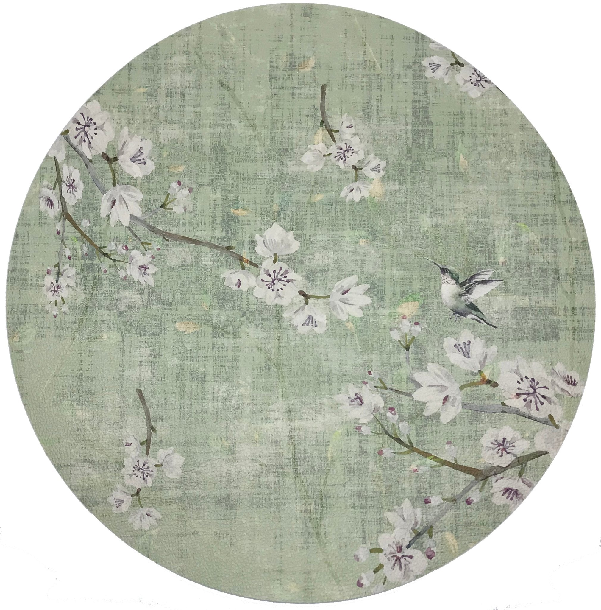 Blossom Fantasia Celadon 16 Round Pebble Placemats, Set Of 4 - nicolettemayer.com