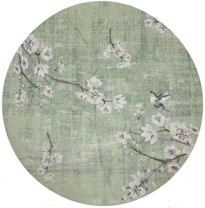 Blossom Fantasia Celadon 16 Round Pebble Placemats, Set Of 4 - nicolettemayer.com