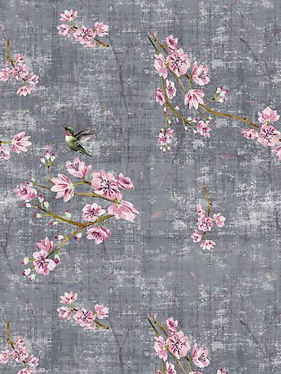 Blossom Fantasia Charcoal Fabric - nicolettemayer.com