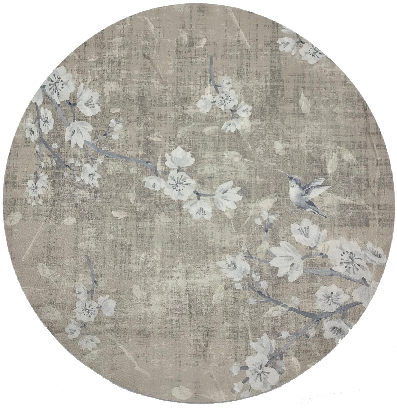 Blossom Fantasia French Gray 16 Round Pebble Placemats, Set Of 4 - nicolettemayer.com