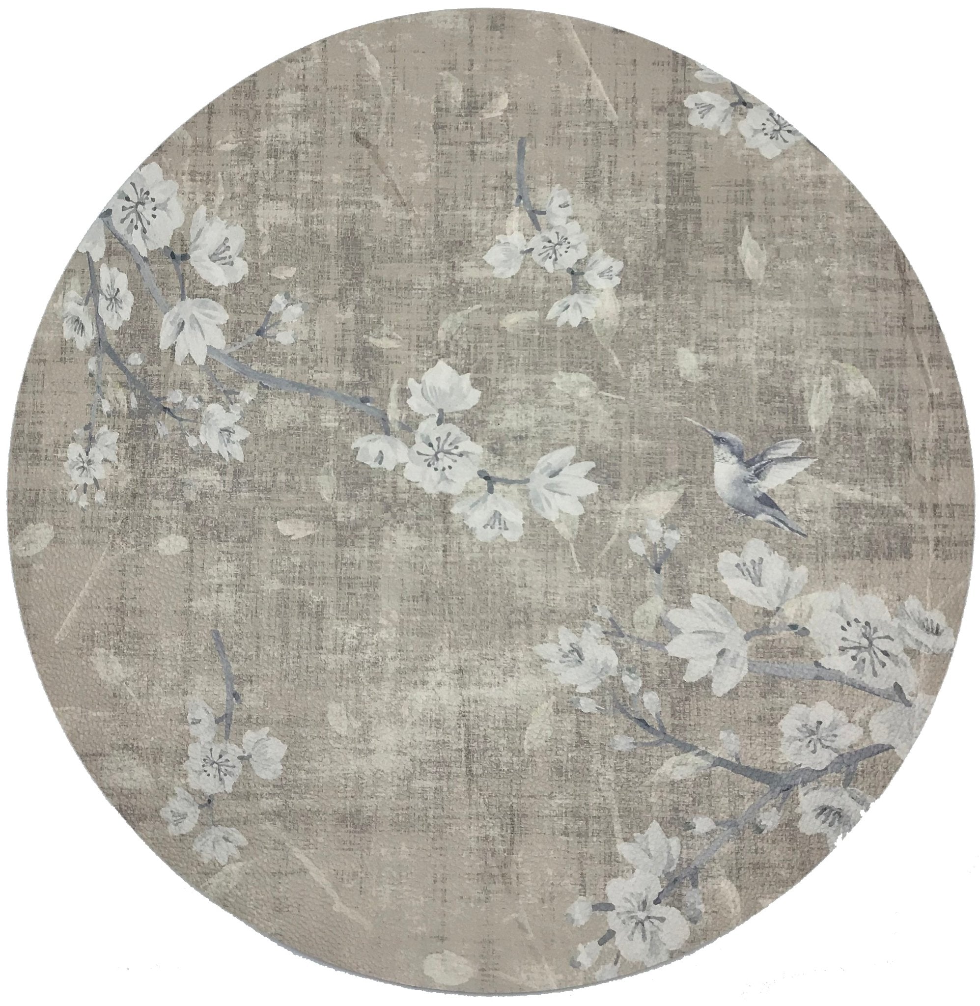 Blossom Fantasia French Gray 16 Round Pebble Placemats, Set Of 4 - nicolettemayer.com