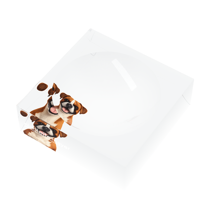 Boxer Dog Acrylic Candy Catchall Dish, right three-quarter, by Nicolette Mayer
