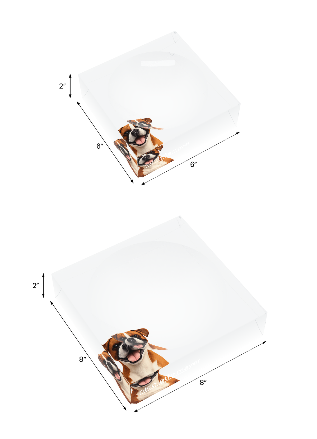 Boxer Dog Acrylic Candy Catchall Dish, both sizes, by Nicolette Mayer