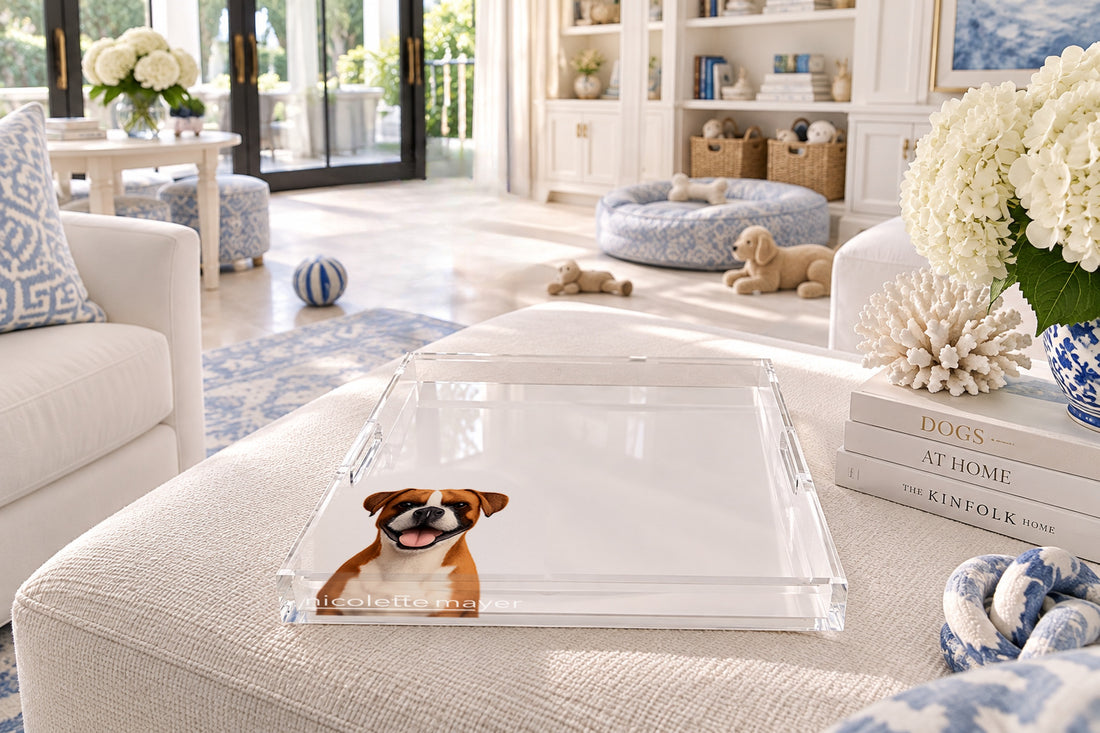 Boxer Dog Acrylic Decorative Tray, 12 x 12 in., 15 x 15 in., 18 x 18 in. by Nicolette Mayer