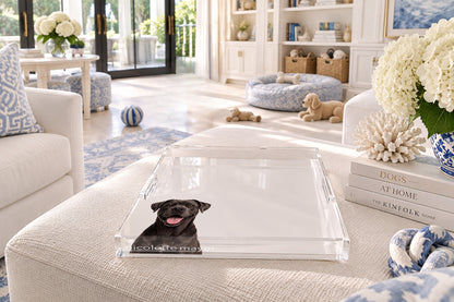 Cane Corso Dog Acrylic Decorative Tray, on an ottoman, by Nicolette Mayer