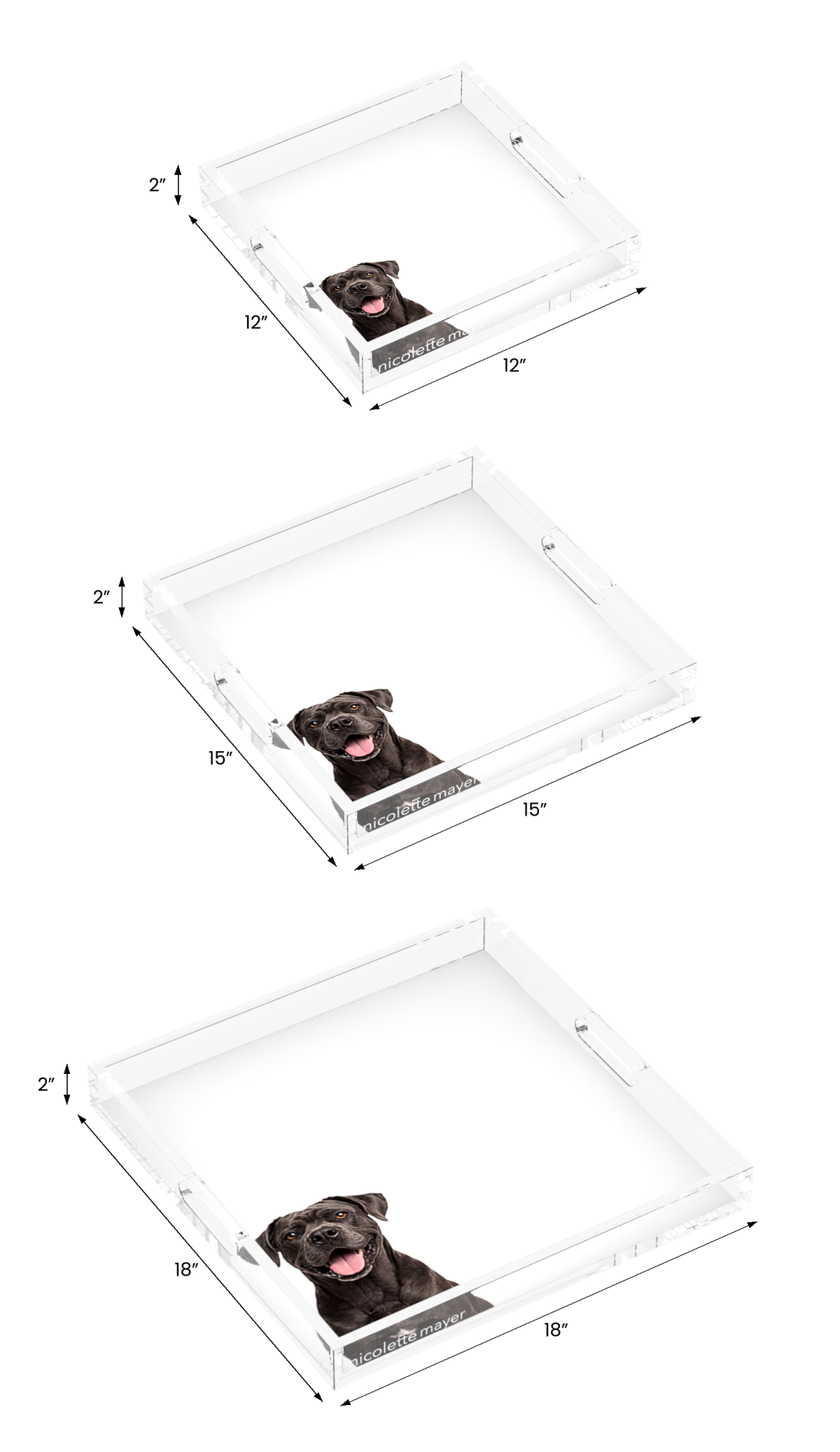 Cane Corso Dog Acrylic Decorative Tray, all three sizes, by Nicolette Mayer