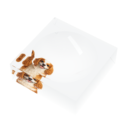 Cavalier King Charles Spaniel Dog Acrylic Candy Catchall Dish, right three-quarter, by Nicolette Mayer