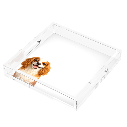 Cavalier King Charles Spaniel Dog Acrylic Decorative Tray, right three-quarter, by Nicolette Mayer