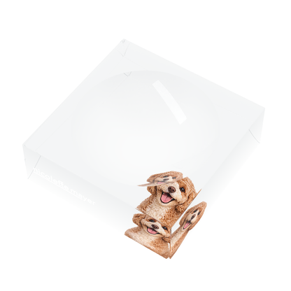 Cavapoo Dog Acrylic Candy Catchall Dish, right three-quarter, by Nicolette Mayer