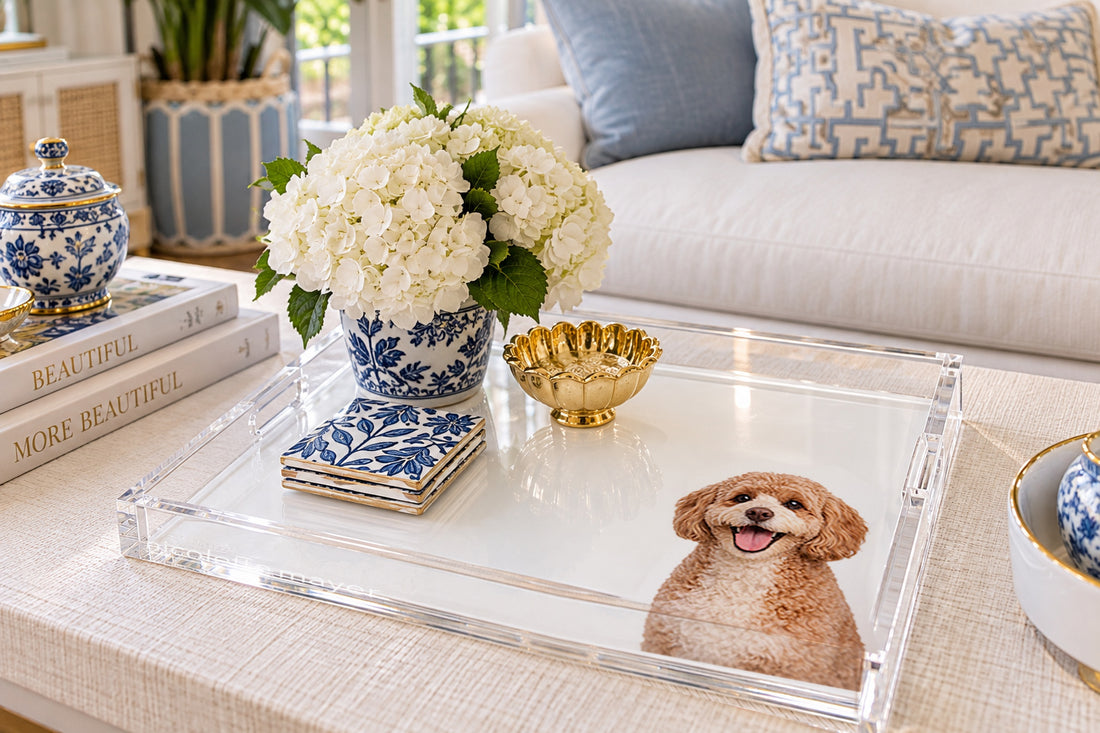 Cavapoo Dog Acrylic Decorative Tray, 12 x 12 in., 15 x 15 in., 18 x 18 in. by Nicolette Mayer