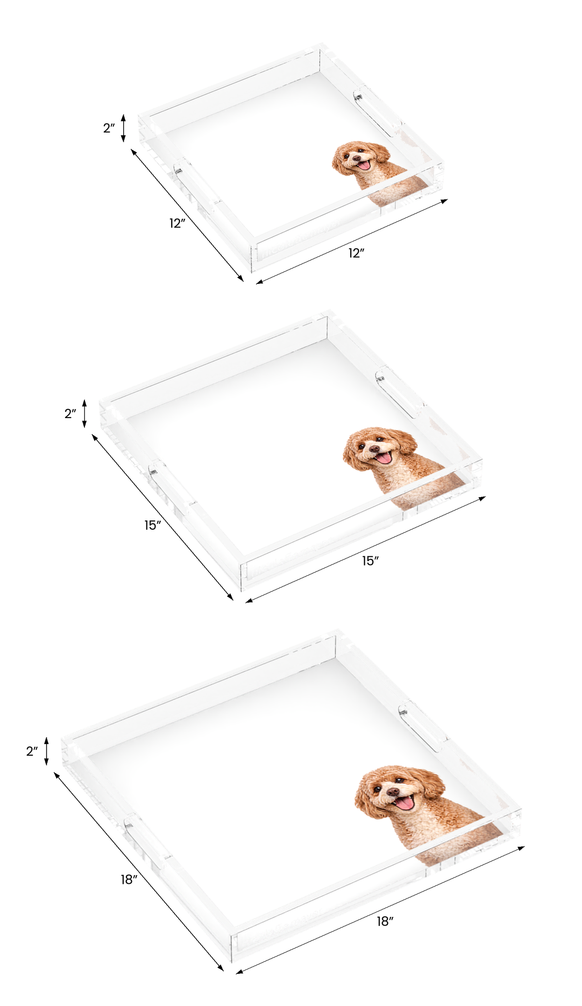 Cavapoo Dog Acrylic Decorative Tray, all three sizes, by Nicolette Mayer