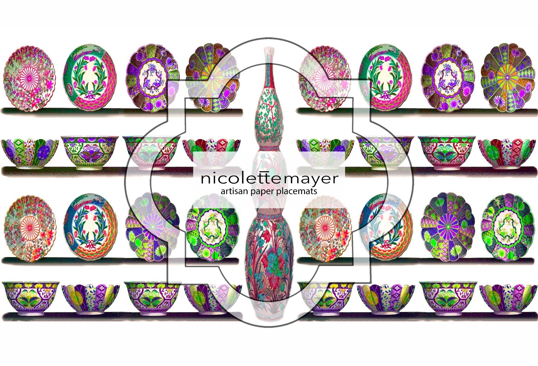 Ceramic Menagerie Paper Placemat Pad, One Set Of 24 - nicolettemayer.com