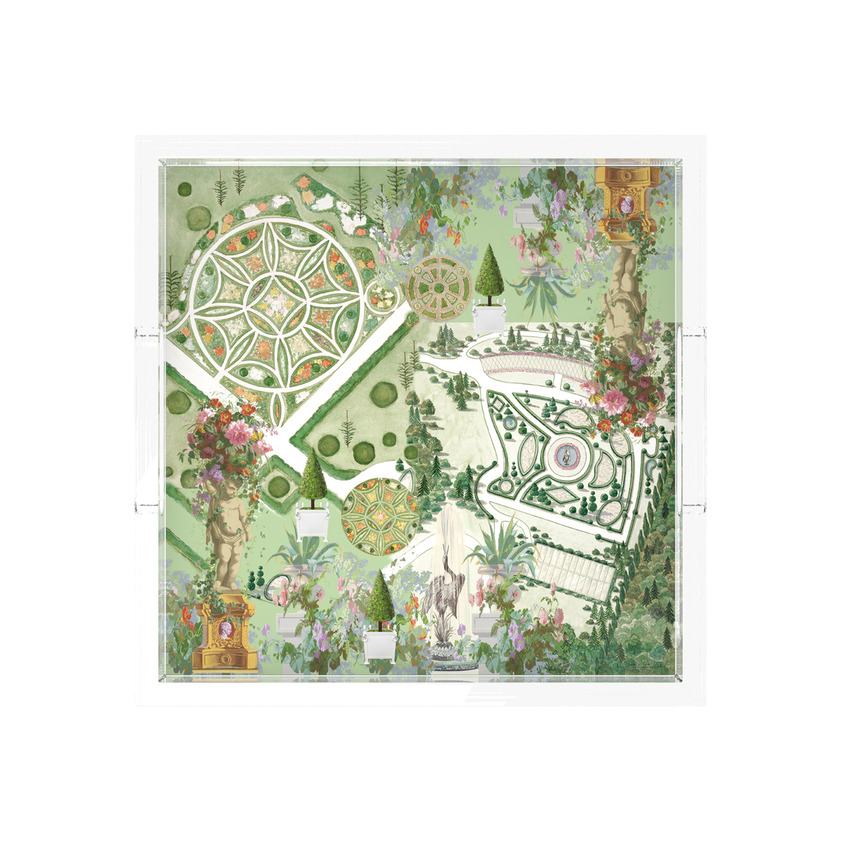 Chateau Garden Acrylic Decorative Tray, overhead, by Nicolette Mayer