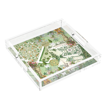 Chateau Garden Acrylic Decorative Tray, left three-quarter, by Nicolette Mayer