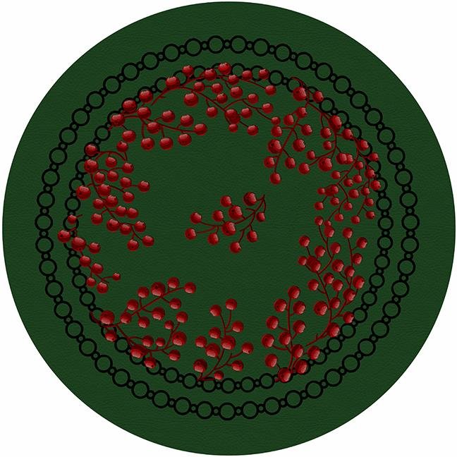 Christmas Berries Red Green 16 Round Pebble Placemat Set of 4 - nicolettemayer.com