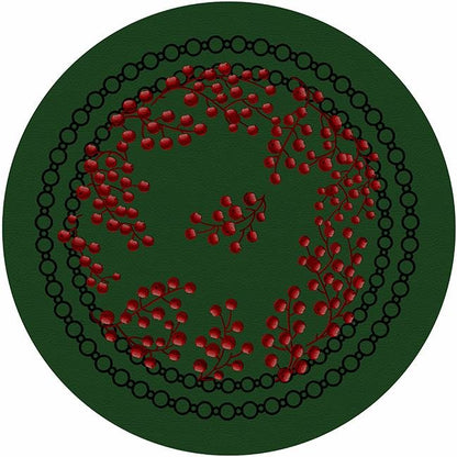Christmas Berries Red Green 16 Round Pebble Placemat Set of 4 - nicolettemayer.com