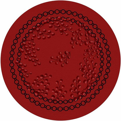 Christmas Berries Red Red 16 Round Pebble Placemat Set of 4 - nicolettemayer.com