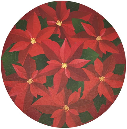 CHRISTMAS POINSETTIA 16 ROUND PEBBLE PLACEMAT, SET OF 4 - nicolettemayer.com