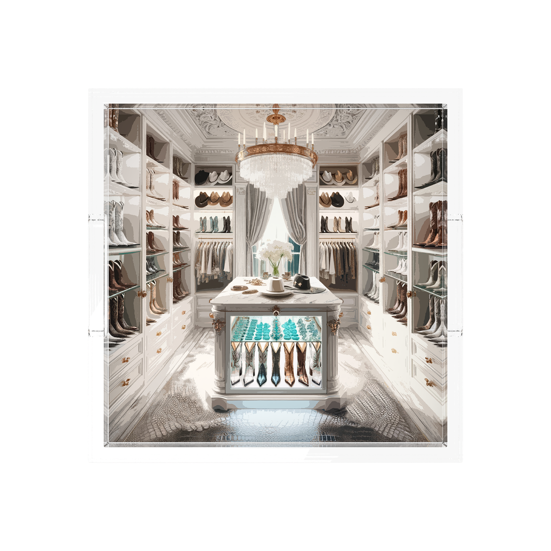 Closet Haute Cowgirl Acrylic Decorative Tray, 12 x 12 in., 15 x 15 in., 18 x 18 in. by Nicolette Mayer