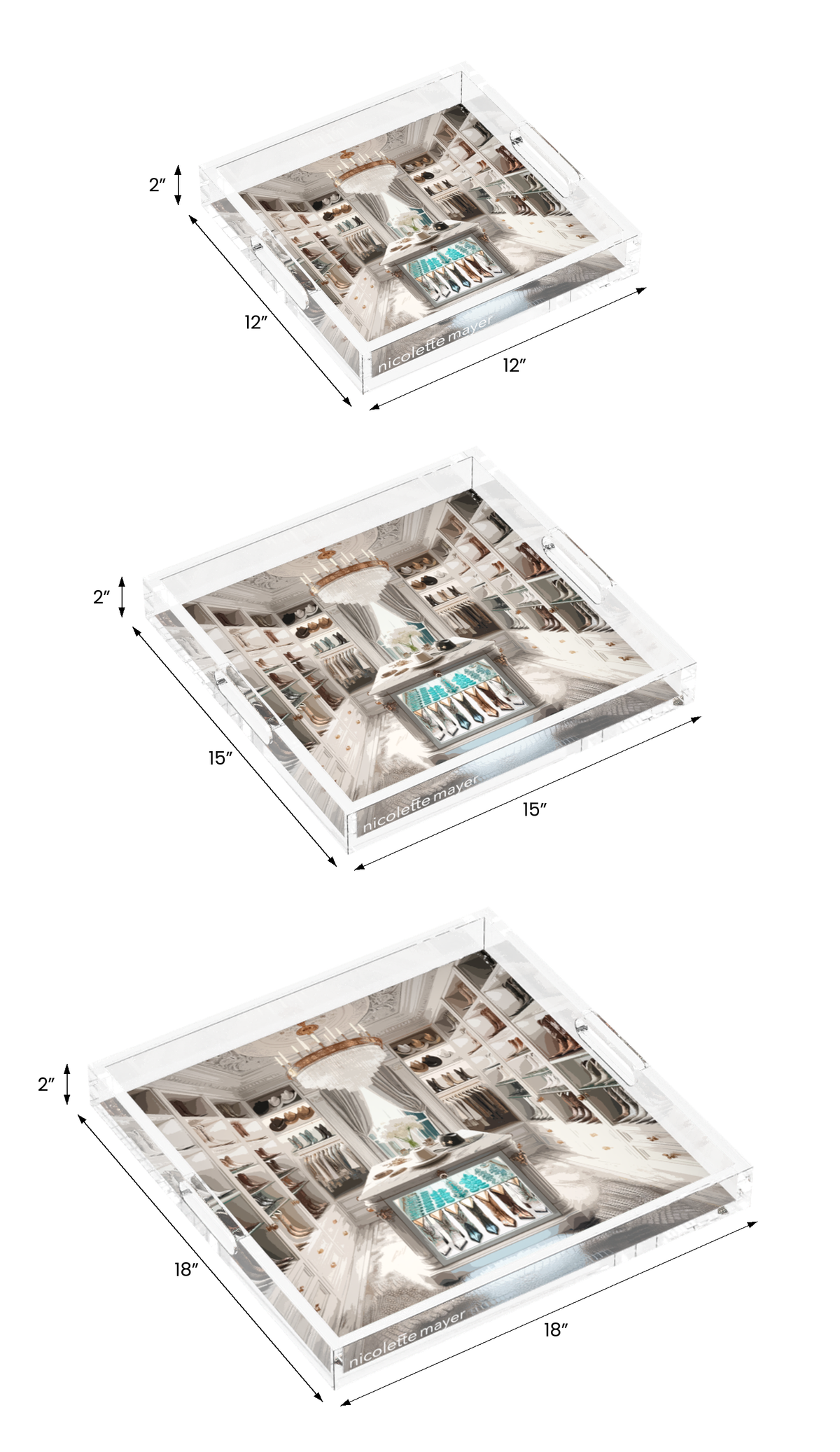 Closet Haute Cowgirl Acrylic Decorative Tray, all three sizes, by Nicolette Mayer