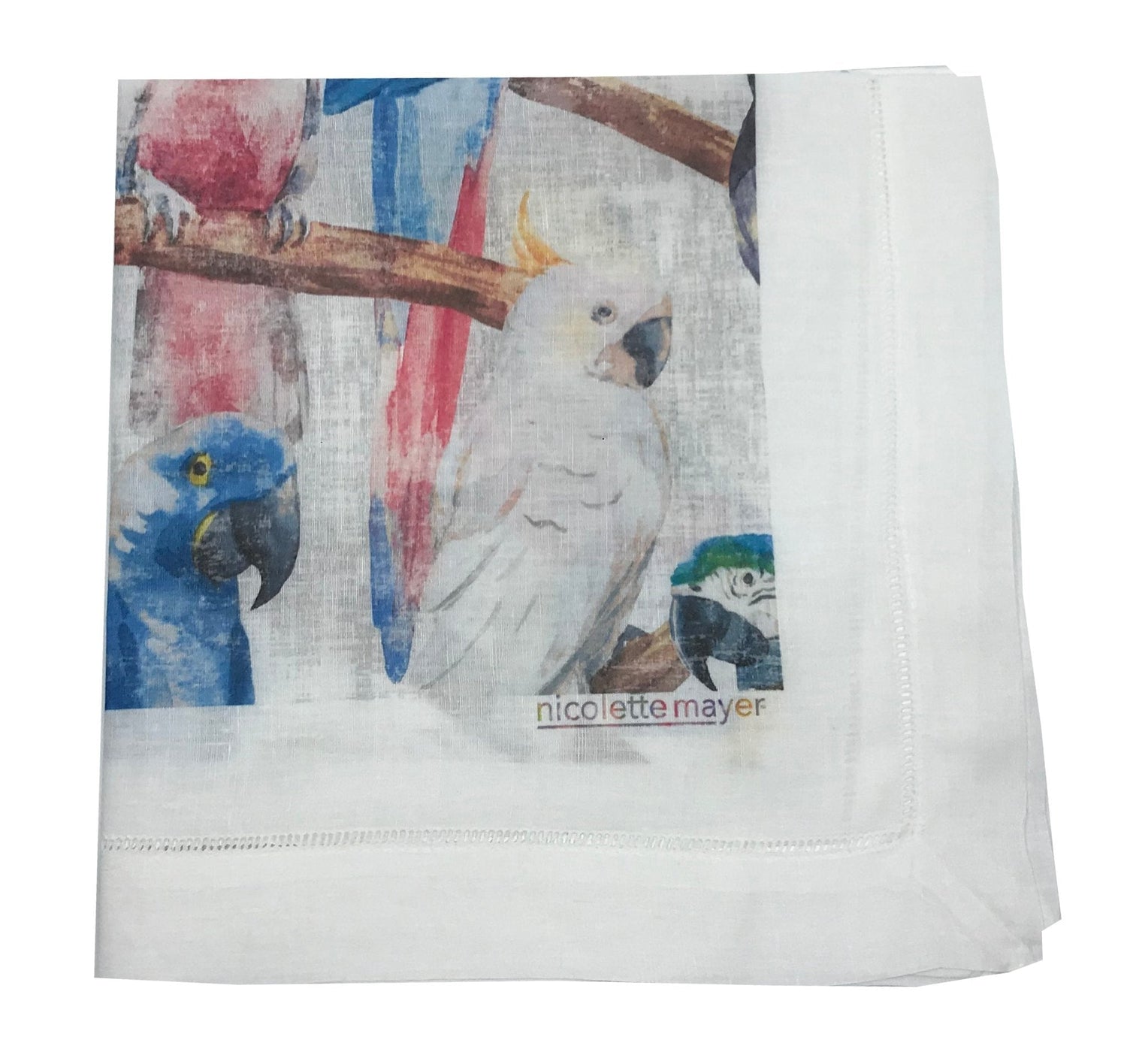 COCKATOO FANTASIA 22&quot;X22&quot; HEMSTITCH DINNER NAPKIN, SET OF 4 - nicolettemayer.com
