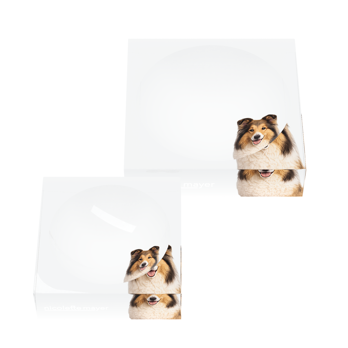 Collie Dog Acrylic Candy Catchall Dish, set of two, by Nicolette Mayer