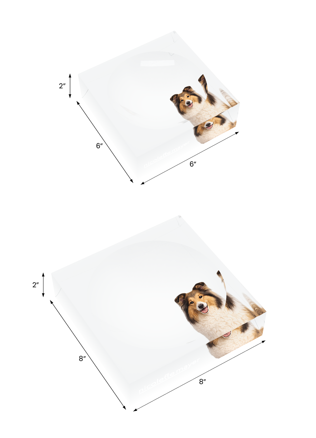 Collie Dog Acrylic Candy Catchall Dish, both sizes, by Nicolette Mayer