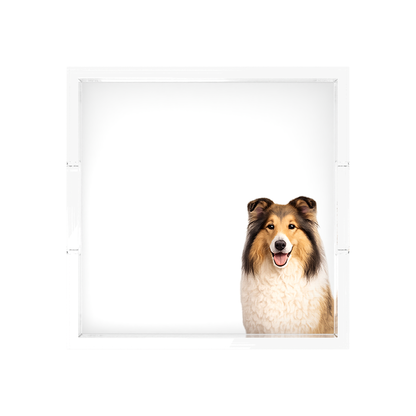 Collie Dog Acrylic Decorative Tray, overhead, by Nicolette Mayer