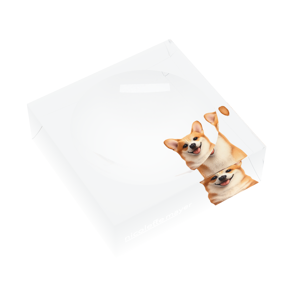 Corgi Dog Acrylic Candy Catchall Dish, left three-quarter, by Nicolette Mayer