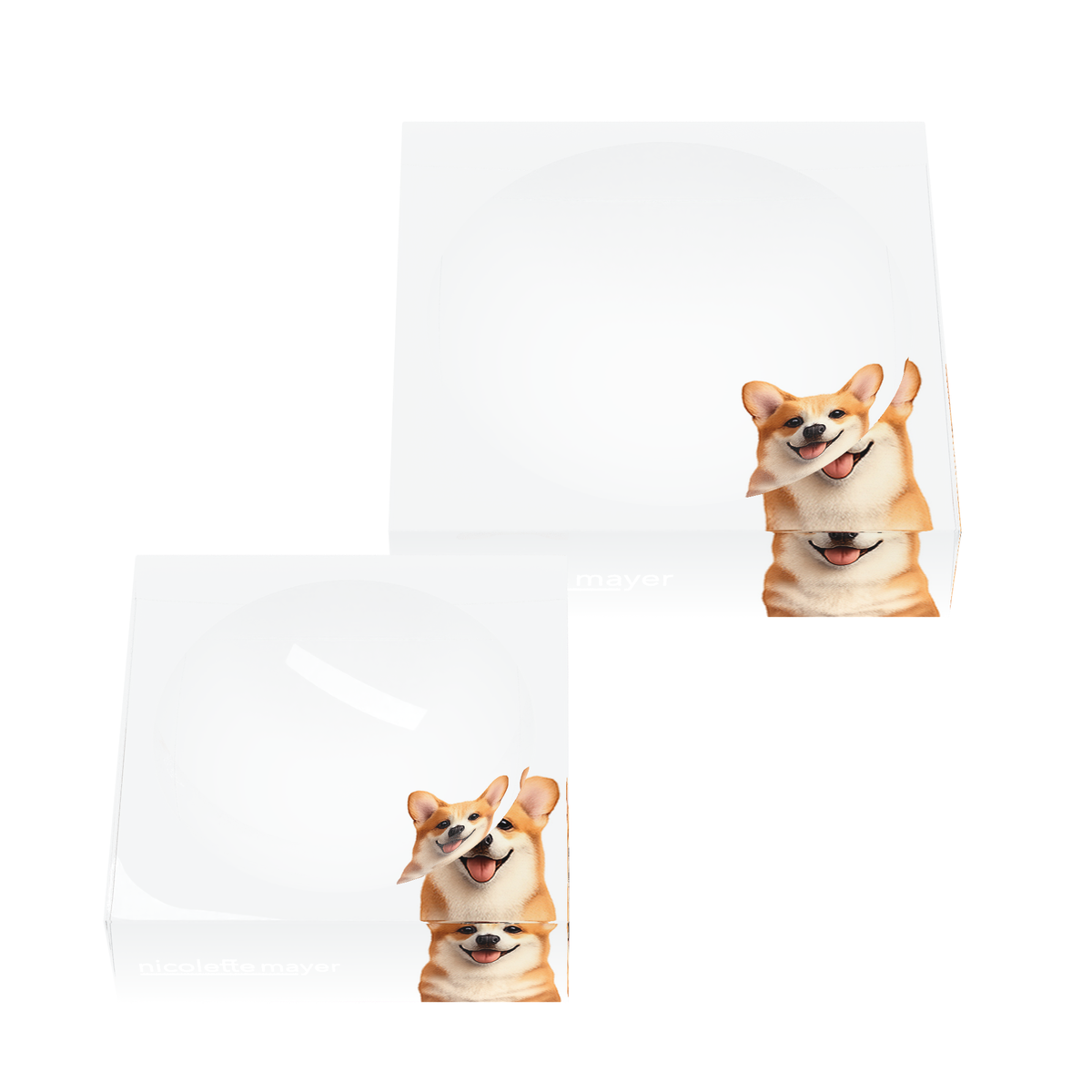 Corgi Dog Acrylic Candy Catchall Dish, set of two, by Nicolette Mayer