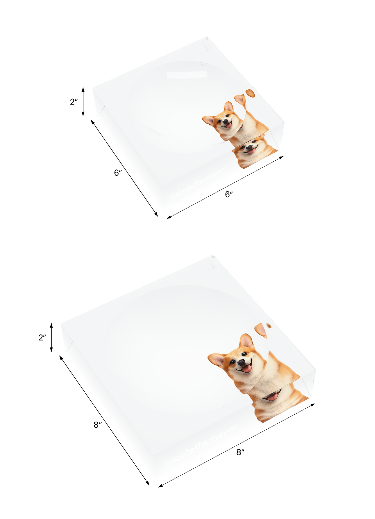 Corgi Dog Acrylic Candy Catchall Dish, both sizes, by Nicolette Mayer