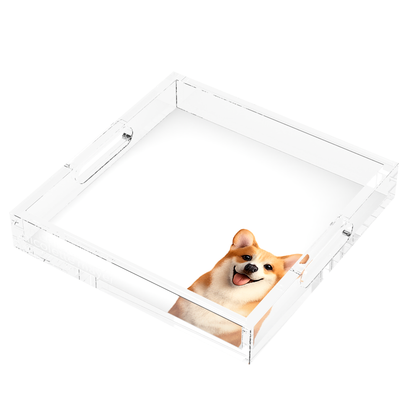 Corgi Dog Acrylic Decorative Tray, right three-quarter, by Nicolette Mayer