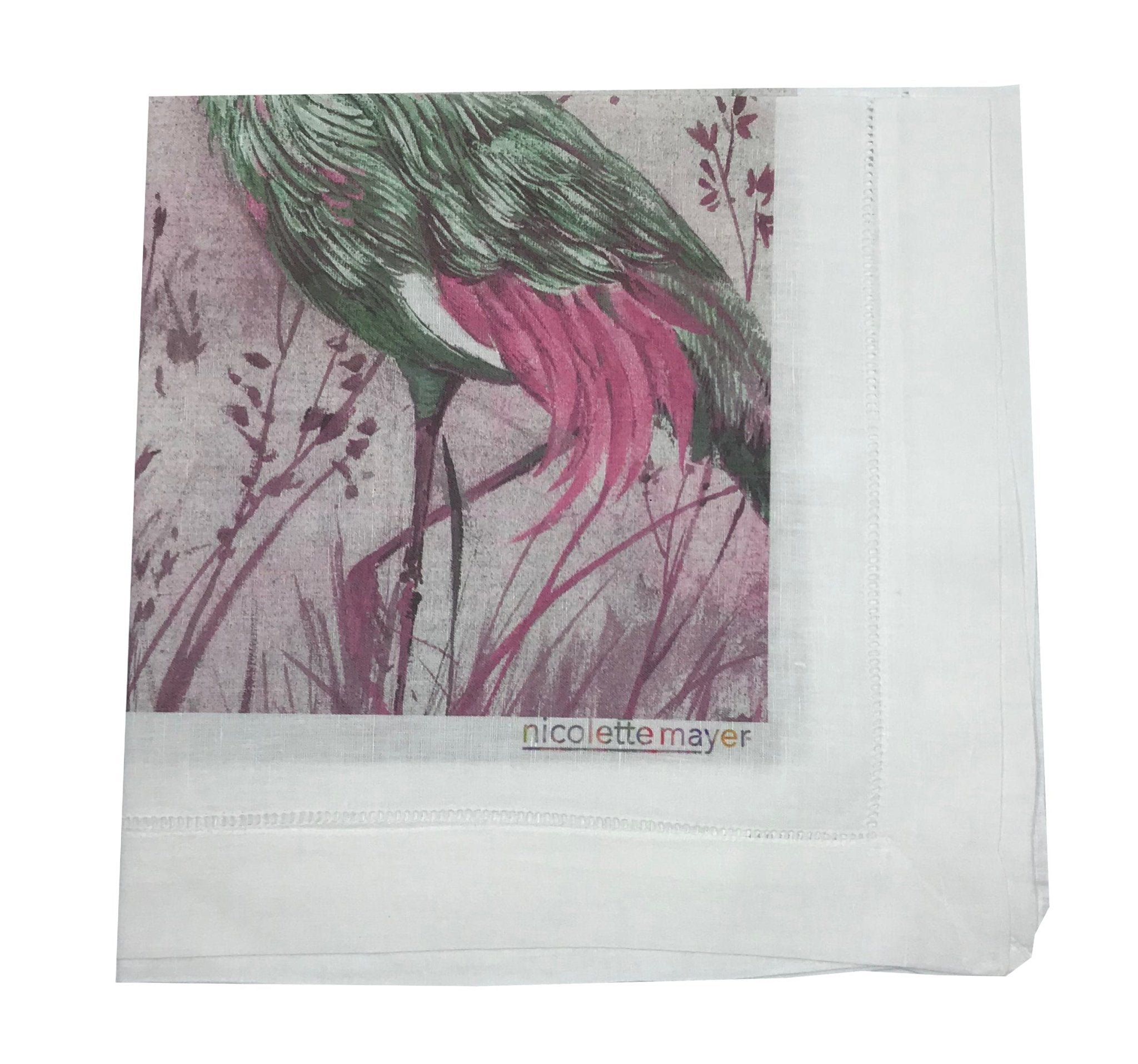 CRESTED CRANE CANOVAS 22&quot;X22&quot; HEMSTITCH DINNER NAPKIN, SET OF 4 - nicolettemayer.com