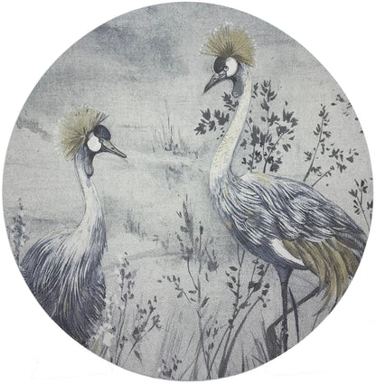 Crested Crane Silver Gold 16&quot; Round Pebble Placemat, Set Of 4 - nicolettemayer.com
