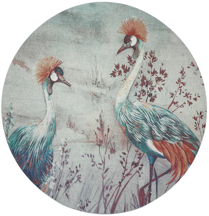 Crested Crane Turquoise Red 16&quot; Round Pebble Placemat, Set Of 4 - nicolettemayer.com
